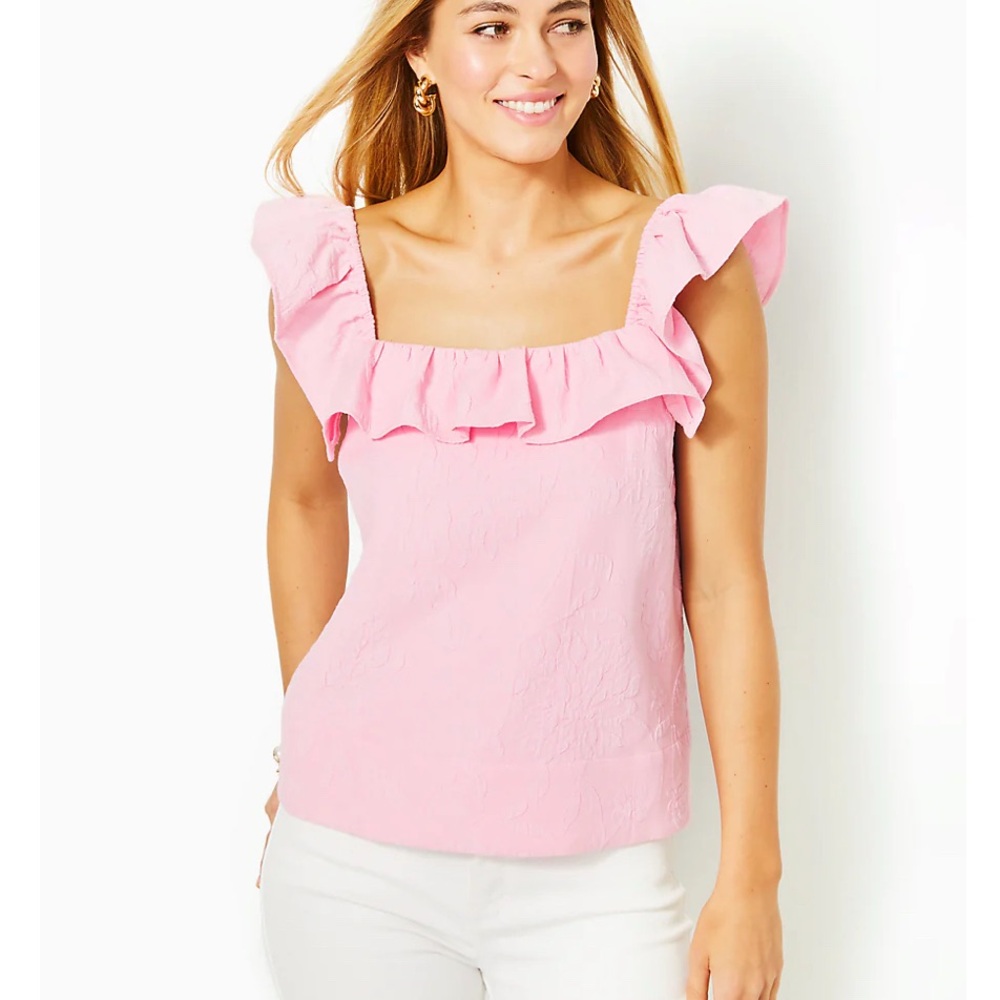 Lilly Pulitzer Pink Ruffle Blouse